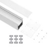 GloboStar® SURFACEPENDANT-PROFILE 70827-3M Προφίλ Αλουμινίου – Βάση & Ψύκτρα Ταινίας LED με Λευκό Γαλακτερό Κάλυμμα – Επιφανειακή & Κρεμαστή Χρήση – Πατητό Κάλυμμα – Λευκό – 3 Μέτρα – Μ300 x Π5 x Υ7cm