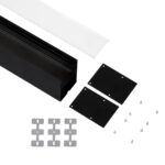 GLOBOSTAR® ALP-LINEAR VERTEX 70828-3M Επιφανειακό Προφίλ Αλουμινίου με Λευκό Γαλακτερό Πατητό Κάλυμμα για Ταινίες LED IP20 – Μαύρο & Λευκό – Μ300 x Π5 x Υ7cm