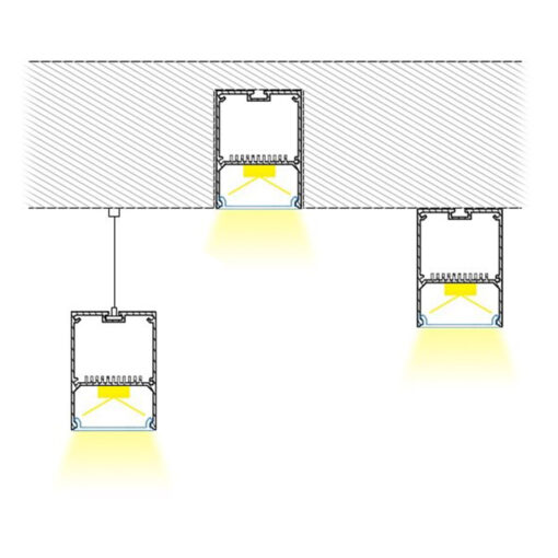 GLOBOSTAR® ALP-LINEAR VERTEX 70828-3M Επιφανειακό Προφίλ Αλουμινίου με Λευκό Γαλακτερό Πατητό Κάλυμμα για Ταινίες LED IP20 – Μαύρο & Λευκό – Μ300 x Π5 x Υ7cm