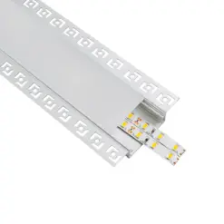 Alternative view of GLOBOSTAR® ALP-PLASTERIN GYPSO 70862-1M Χωνευτό Προφίλ Αλουμινίου Ειδικό για Γυψοσανίδα με Λευκό Γαλακτερό Πατητό Κάλυμμα για Ταινίες LED IP20 - Ασημί & Λευκό - Μ100 x Π8.8 x Υ2cm