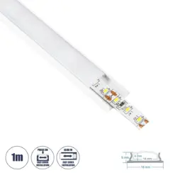 GLOBOSTAR® ALP-LINEAR CURBARIO 70863-1M Επιφανειακό Εύκαμπτο Προφίλ Αλουμινίου με Λευκό Γαλακτερό Πατητό Κάλυμμα για Ταινίες LED IP20 - Λευκό - Μ100 x Π1.8 x Υ0.5cm