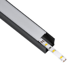 Alternative view of GloboStar® SURFACE-PROFILE 70869-1M Προφίλ Αλουμινίου - Βάση & Ψύκτρα Ταινίας LED με Λευκό Γαλακτερό Κάλυμμα - Επιφανειακή Χρήση - Πατητό Κάλυμμα - Μαύρο - 1 Μέτρο - Μ100 x Π2.3 x Υ2cm