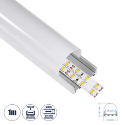 GloboStar® SURFACEPENDANT-PROFILE 70870-1M Προφίλ Αλουμινίου - Βάση & Ψύκτρα Ταινίας LED με Λευκό Γαλακτερό Κάλυμμα - Επιφανειακή & Κρεμαστή Χρήση - Πατητό Κάλυμμα - Ασημί - 1 Μέτρα - Μ100 x Π4.5 x Υ4.2cm