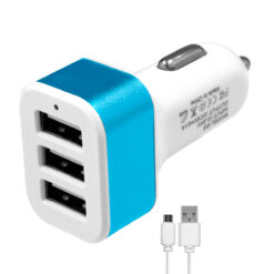 Alternative view of Globostar® 79503 Μπλε Φορτιστής Αυτοκινήτου DC 12-24V με 3 Εξόδους USB DC 5V Max 3.1A 20W και Καλώδιο USB σε Type-C