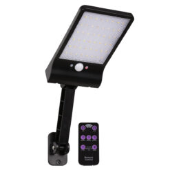 GLOBOSTAR® RASOL 71465 Προβολέας με Ανιχνευτή PIR / Αισθητήρα Κίνησης LED 4W 200lm 120° DC 5V με Φωτοβολταϊκό Panel 5V 0.3W & Επαναφορτιζόμενη Μπαταρία Li-ion 3.2V 2200mAh Αδιάβροχο IP65 Ρυθμιζόμενο Λευκό CCT με Χειριστήριο από 2700K έως 6000K Dimmable - Sanan SMD Chip - Μαύρο - Μ20.5 x Π11 x Υ3cm - 2 Χρόνια Εγγύηση