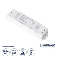 GloboStar® 73128 S1-A SKYDANCE AC Triac Amplifier 1 Κανάλι AC 100-240V 1 x 2.5A 600W - Max 2.5A 600W - IP20 Μ17.5 x Π4.5 x Υ2.5cm - 5 Χρόνια Εγγύηση