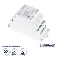GloboStar® 73137 DA SKYDANCE DC DMX512 Signal Amplifier Din Rail Ράγας 2 Καναλιών DC 12-48V - IP20 Μ11.5 x Π5 x Υ6.5cm - 5 Χρόνια Εγγύηση