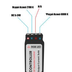 Alternative view of GloboStar® 73354 Ασύρματο LED CCT Controller με Χειριστήριο RF 2.4Ghz DC 5-24V Max 192W