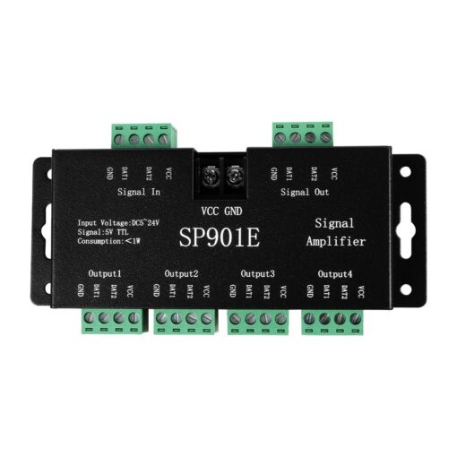 GloboStar® RGBCONTROLLER 73446 LED Digital RGB Ενισχυτής Σήματος SP901E LED Pixel WS2812B WS2811 SPI Signal Amplifier Repeater 10000 IC Professional Series 5-24V 288W – IP20 – Μ7 x Π14 x Υ3cm – 1 Χρόνος Εγγύηση