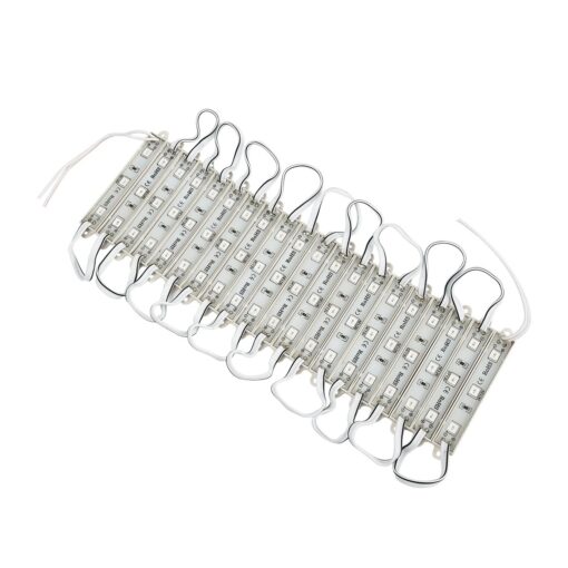GLOBOSTAR® MODULARI 73703 Module LED 0.8W 64lm 120° DC 12V Αδιάβροχο IP65 3 x SMD5050 Chip Κόκκινο Dimmable – Μ8.6 x Π1.2 x Υ0.5cm – Πακέτο 20 Τεμαχίων – 3 Χρόνια Εγγύηση
