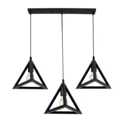Alternative view of GLOBOSTAR® TRIANGLE 00621 Μοντέρνο Κρεμαστό Φωτιστικό Οροφής με Ντουί 3 x E27 AC 220-240V IP20 - Μαύρο - Μ70 x Π22 x Y130cm