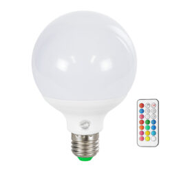Alternative view of GLOBOSTAR® RGBOO 76071 Λάμπα E27 G95 με IR Ασύρματο Χειριστήριο LED 12W 780lm 260° AC 220-240V IP20 Πολύχρωμο RGB+WW Dimmable - Sanan SMD Chip - Μ9.5 x Π9.5 x Υ14cm - 2 Χρόνια Εγγύηση