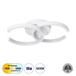 Alternative view of GLOBOSTAR® EVA 61068 Μοντέρνο Φωτιστικό Οροφής LED 16W 1920lm 300° AC 220-240V IP20 Ρυθμιζόμενο Λευκό CCT με On/Off 2700K/4500K/6000K - Lumileds SMD Chip - Λευκό Ματ - Μ33 x Π21 x Υ7cm - 3 Χρόνια Εγγύηση