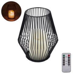 GloboStar® CANDLE 76494 Διακοσμητικό Realistic Κερί με LED Εφέ Κινούμενης Φλόγας - Μπαταρίας 2 x AA (Δεν Συμπεριλαμβάνονται) & Ασύρματο Χειριστήριο IR Θερμό Λευκό 2700K Dimmable Μαύρο Φ16 x Υ18cm