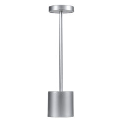 GloboStar® JOJO 76521 Επαναφορτιζόμενο Επιτραπέζιο Φωτιστικό Πορτατίφ LED 1.5W 105lm 120° DC 5V IP44 CCT Ultra Θερμό 1500K - Φυσικό Λευκό 4500K - Ψυχρό Λευκό 6000K Dimmable Ασημί Αλουμίνιο - Μ8 x Π8 x Υ34cm - 2 Χρόνια Εγγύηση