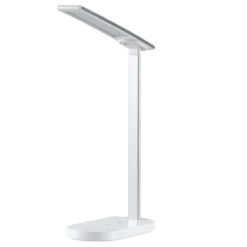 GLOBOSTAR® ONO 76531 Μοντέρνο Επιτραπέζιο Φωτιστικό Γραφείου με Ασύρματη Φόρτιση 10W 2A LED 5W 500lm 180° DC 5V με USB IP20 Ρυθμιζόμενο Λευκό CCT με Αφή 2700K/4500K/6000K Dimmable - Sanan SMD Chip - Λευκό - Μ25 x Π10.5 x Υ35.5cm - 2 Χρόνια Εγγύηση