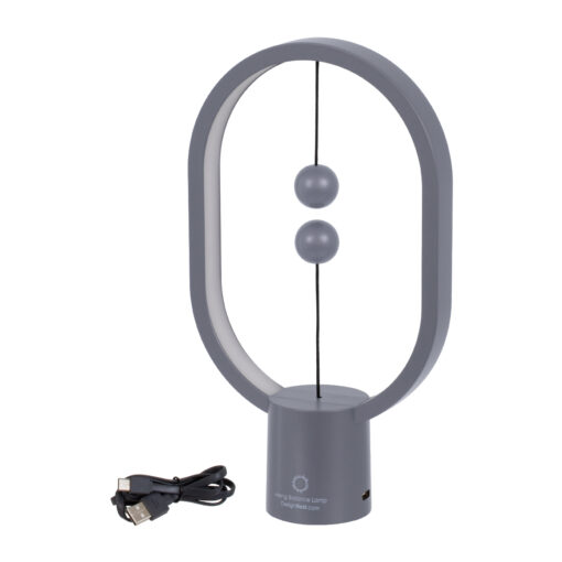 GloboStar® 76545 Επιτραπέζιο Φωτιστικό Πορτατίφ LED 15W 1500lm 360° DC 5V IP20 Θερμό Λευκό 2700K Γκρι & Λευκό Πλαστικό – Μ14 x Π5.5 x Υ24.8cm – 2 Xρόνια Εγγύηση