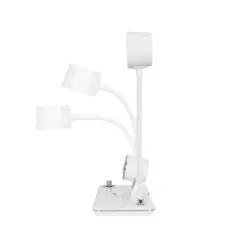 Alternative view of GLOBOSTAR® OLDY 76557 Μοντέρνο Επιτραπέζιο Φωτιστικό Γραφείου με Ασύρματη Φόρτιση 15W 3A, 5W Bluetooth Ηχείο & Ψηφιακό Ρολόι LED 3W 300lm 120° DC 5V με USB-C IP20 Ρυθμιζόμενο Λευκό CCT με Αφή 2700K/4500K/6000K Dimmable - Sanan SMD Chip - Λευκό - Μ13 x Π25 x Υ43cm - 2 Χρόνια Εγγύηση