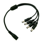 GLOBOSTAR® STRIPDC 77552 Ταχυσύνδεσμος DC Jack 5.5x2.1mm Θηλυκός σε 4 x Αρσενικούς IP20 - Μαύρο - Μ41 x Π2 x Υ1cm