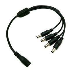 GLOBOSTAR® STRIPDC 77552 Ταχυσύνδεσμος DC Jack 5.5x2.1mm Θηλυκός σε 4 x Αρσενικούς IP20 - Μαύρο - Μ41 x Π2 x Υ1cm