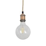 GLOBOSTAR® WHIP 77662 Μοντέρνο DIY Φωτιστικό με Υφασμάτινο Καλώδιο, Ντουί 1 x E27, Διακόπτη On/Off & Πρίζα AC 220-240V IP20 – Μπεζ & Χάλκινο – Μ150 x Π4 x Υ4cm