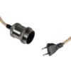 GLOBOSTAR® WHIP 77663 Μοντέρνο DIY Φωτιστικό με Υφασμάτινο Καλώδιο, Ντουί 1 x E27, Διακόπτη On/Off & Πρίζα AC 220-240V IP20 – Μπεζ & Μαύρο Νίκελ – Μ150 x Π4 x Υ4cm