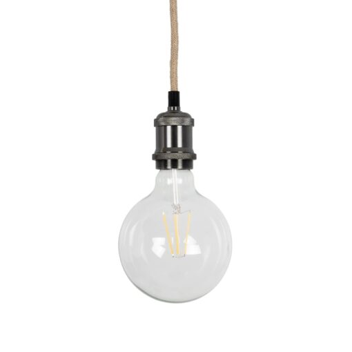 GLOBOSTAR® WHIP 77663 Μοντέρνο DIY Φωτιστικό με Υφασμάτινο Καλώδιο, Ντουί 1 x E27, Διακόπτη On/Off & Πρίζα AC 220-240V IP20 – Μπεζ & Μαύρο Νίκελ – Μ150 x Π4 x Υ4cm