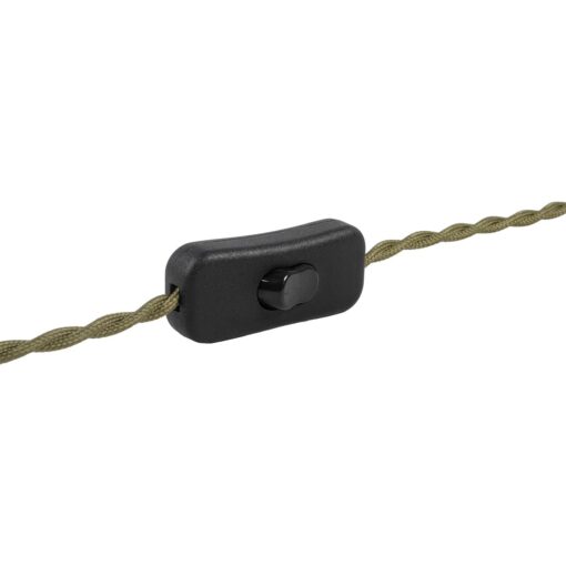 GLOBOSTAR® WHIP 77667 Μοντέρνο DIY Φωτιστικό με Πλεκτό Καλώδιο, Ντουί 1 x E27, Διακόπτη On/Off & Πρίζα AC 220-240V IP20 – Χακί & Μαύρο – Μ150 x Π5.8 x Υ5.8cm