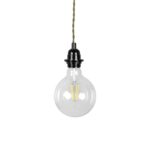 GLOBOSTAR® WHIP 77667 Μοντέρνο DIY Φωτιστικό με Πλεκτό Καλώδιο, Ντουί 1 x E27, Διακόπτη On/Off & Πρίζα AC 220-240V IP20 – Χακί & Μαύρο – Μ150 x Π5.8 x Υ5.8cm