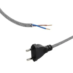 Alternative view of GLOBOSTAR® WHIP 77670 Μοντέρνο DIY Υφασμάτινο Καλώδιο με Διακόπτη On/Off AC 220-240V IP20 - Λευκό & Μαύρο - Μ140 x Π2.7 x Υ1.9cm