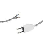 GLOBOSTAR® WHIP 77674 Μοντέρνο DIY Πλεκτό Καλώδιο με Διακόπτη On/Off AC 220-240V IP20 – Γκρι & Λευκό – Μ140 x Π2.7 x Υ1.9cm