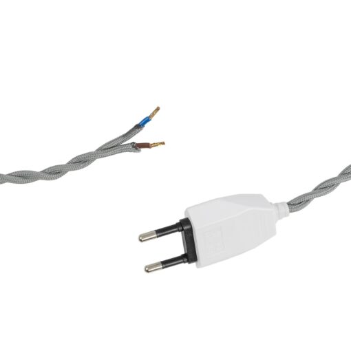 GLOBOSTAR® WHIP 77674 Μοντέρνο DIY Πλεκτό Καλώδιο με Διακόπτη On/Off AC 220-240V IP20 – Γκρι & Λευκό – Μ140 x Π2.7 x Υ1.9cm