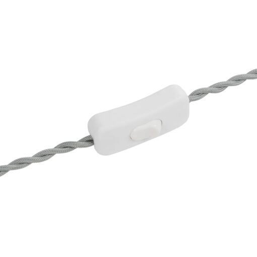 GLOBOSTAR® WHIP 77674 Μοντέρνο DIY Πλεκτό Καλώδιο με Διακόπτη On/Off AC 220-240V IP20 – Γκρι & Λευκό – Μ140 x Π2.7 x Υ1.9cm