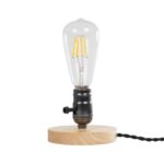 GLOBOSTAR® NOX 77700 Μοντέρνο Επιτραπέζιο Φωτιστικό Πορτατίφ με Ντουί 1 x E27 AC 220-240V IP20 – Μπεζ & Μαύρο – Μ12 x Π12 x Υ9cm