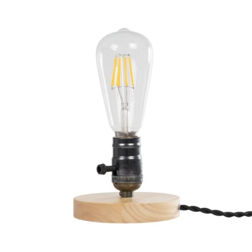 GLOBOSTAR® NOX 77700 Μοντέρνο Επιτραπέζιο Φωτιστικό Πορτατίφ με Ντουί 1 x E27 AC 220-240V IP20 – Μπεζ & Μαύρο – Μ12 x Π12 x Υ9cm