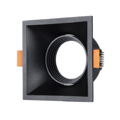 GLOBOSTAR® ALPHA 77833 Χωνευτή Κινούμενη Βάση για Σποτ MR16 με Ντουί GU10/GU5.3 IP20 - Μαύρο Ματ - Μ9 x Π9 x Υ4.5cm / Q8.3cm