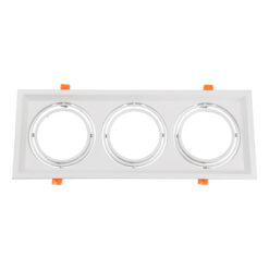 GLOBOSTAR® VITA 77856 Χωνευτή Κινούμενη Βάση για 3 x Σποτ AR111 για Ντουί GU10/GU5.3 IP20 - Λευκό - Μ48.7 x Π18 x Υ5.5cm / Q47.5 x 17cm