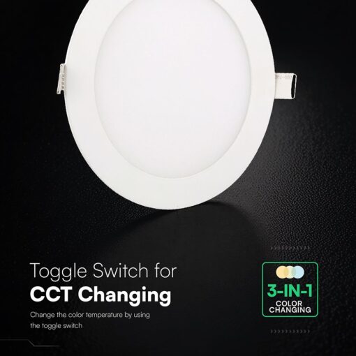 18W CCT Στρογγυλό Φ220 Χωνευτό LED Panel 2640lm – V-TAC Cree Chip 6yrs Wty 78646VT