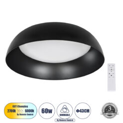 Alternative view of GLOBOSTAR® ANATOLIA 61261 Μοντέρνο Φωτιστικό Οροφής LED 60W 6900lm 120° AC 220-240V IP20 Ρυθμιζόμενο Λευκό CCT με Χειριστήριο από 2700K έως 6000K Dimmable - Lumileds SMD Chip - Μαύρο Ματ - Μ43 x Π43 x Υ11cm - 3 Χρόνια Εγγύηση