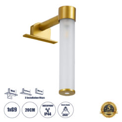 Alternative view of GLOBOSTAR® ELSA 60405 Μοντέρνο Φωτιστικό Τοίχου - Απλίκα Καθρέπτη Μπάνιου με Ντουί 1 x G9 AC 220-240V IP44 - Χρυσό & Λευκό - Μ3.5 x Π13.5 x Υ20cm
