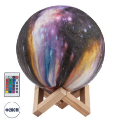 Alternative view of GloboStar® MOON 79617 Επιτραπέζιο Φωτιστικό Πορτατίφ LED 6W 360lm 360° DC 5V IP20 RGB Dimmable Πολύχρωμο Πλαστικό με Μπεζ Ξύλο - Μ20 x Π20 x Υ25cm - 2 Xρόνια Εγγύηση