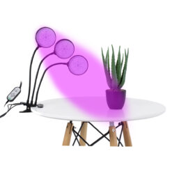 Alternative view of GloboStar® 79652 Grow Light Full Spectrum LED Φωτιστικό Ανάπτυξης Φυτών Γλάστρας με 3 Κινούμενες Κεφαλές & Βάση Clip SMD 2835 15W 160° DC 5V IP20 με Dimmer & Timer Εσωτερικού Χώρου για Κάλυψη Επιφάνειας 1m x 1m Πλήρους Φάσματος Φωτισμού