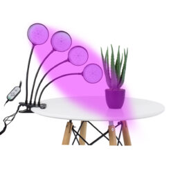 Alternative view of GloboStar® 79654 Grow Light Full Spectrum LED Φωτιστικό Ανάπτυξης Φυτών Γλάστρας με 4 Κινούμενες Κεφαλές & Βάση Clip SMD 2835 20W 160° DC 5V IP20 με Dimmer & Timer Εσωτερικού Χώρου για Κάλυψη Επιφάνειας 1m x 1m Πλήρους Φάσματος Φωτισμού