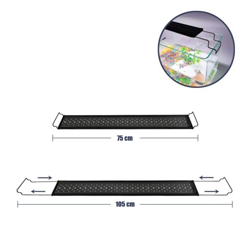 GLOBOSTAR® AQUARIUS 79681 Φωτιστικό Ενυδρείου με Ενσωματωμένο Χειριστήριο LED 22W 1100lm 120° AC 220-240V Αδιάβροχο IP44 Πολύχρωμο RGBW Dimmable – Sanan SMD Chip – Μαύρο – Μ75 x Π11 x Υ3cm – 2 Χρόνια Εγγύηση