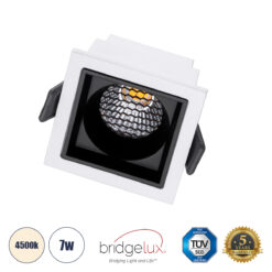 Alternative view of GLOBOSTAR® PLUTO-S 60264 Χωνευτό Downlight Σποτ με Honeycomb Anti Glare Reflector LED 7W 910lm 38° AC 220-240V IP20 Φυσικό Λευκό 4500K - Bridgelux COB Chip & TÜV SÜD Driver - Λευκό & Μαύρο Ματ - Μ6.4 x Π6.4 x Υ4.9cm / Q5.5 x 5.5cm x - 5 Χρόνια Εγγύηση