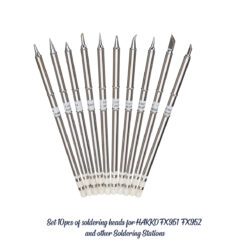 GLOBOSTAR® DRILLPRO-T12 79977 Σετ 10 Κεφαλών για Σταθμό Συγκόλλησης/Κολλητήρι Συμβατές με Μοντέλα HAKKO FX951 & FX952 - Μ15.5 x Π15.5 x Υ2cm - Πακέτο 10 Τεμαχίων