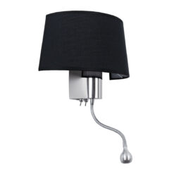Alternative view of GLOBOSTAR® ELEGANT 01492 Μοντέρνο Φωτιστικό Τοίχου - Απλίκα Ξενοδοχείου Reading Light με Ντουί 1 x E27 LED 3W 360lm 36° AC 220-240V IP20 Θερμό Λευκό 2700K - Bridgelux COB Chip - Χρώμιο & Μαύρο - Μ26 x Π16.5 x Υ33cm - 2 Χρόνια Εγγύηση
