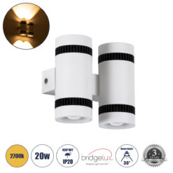 Alternative view of GLOBOSTAR® CANNONAL 60578 Μοντέρνο Φωτιστικό Τοίχου - Απλίκα LED 20W 2300lm 30° AC 220-240V IP20 Θερμό Λευκό 2700K - Bridgelux COB Chip & TÜV SÜD Driver - Μαύρο Ματ & Λευκό Ματ - Μ12 x Π6.5 x Υ11cm - 3 Χρόνια Εγγύηση