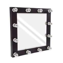 Alternative view of GloboStar® MAKEUP MIRROR-80x80-2 Μοντέρνος Καθρέπτης Μακιγιάζ με Πλαίσιο Φυσικού Ξύλου με Διακόπτη On/Off 12 x E27 AC220-240V - Μ80 x Π7 x Υ80cm - Καφέ Wenge