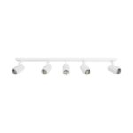 kelvo® SPOTA KLV-101-0143 Κινούμενο Φωτιστικό Σποτ Οροφής για 5 Λάμπες MR16 με Ντουί GU10 AC 220-240V IP20 – Λευκό Ματ – Μ79.5 x Π6.3 x Υ14cm